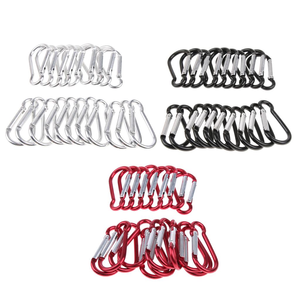 20pcs Aluminum Alloy Gourd-shaped  Carabiners Keychain Buckle Outdoor Black