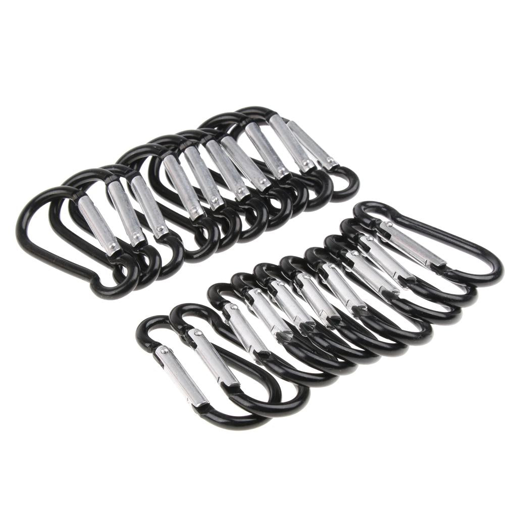 20pcs Aluminum Alloy Gourd-shaped  Carabiners Keychain Buckle Outdoor Black