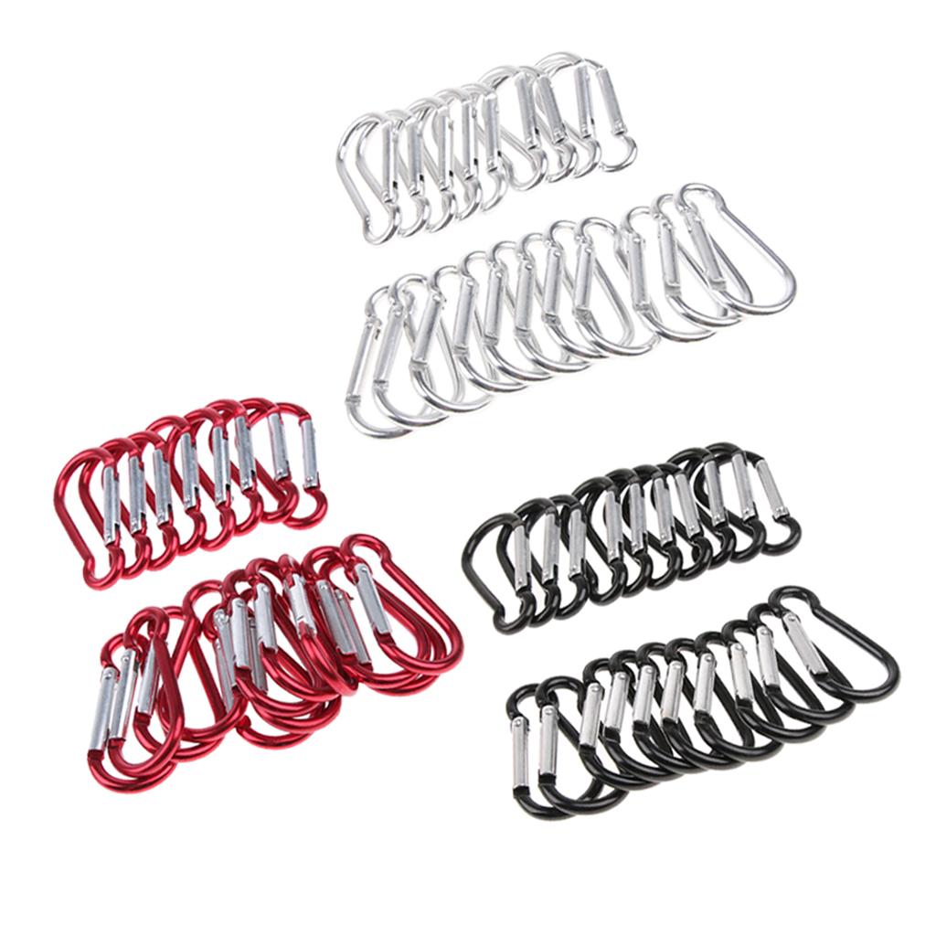 20pcs Aluminum Alloy Gourd-shaped  Carabiners Keychain Buckle Outdoor Black