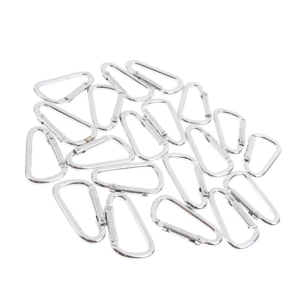 20pcs Aluminum Alloy D Shape Carabiners Keychain Buckle Outdoors Silver