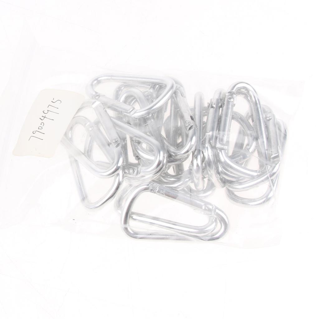 20pcs Aluminum Alloy D Shape Carabiners Keychain Buckle Outdoors Silver