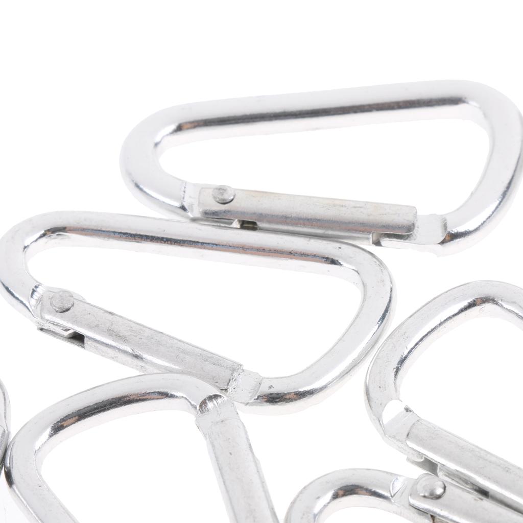 20pcs Aluminum Alloy D Shape Carabiners Keychain Buckle Outdoors Silver