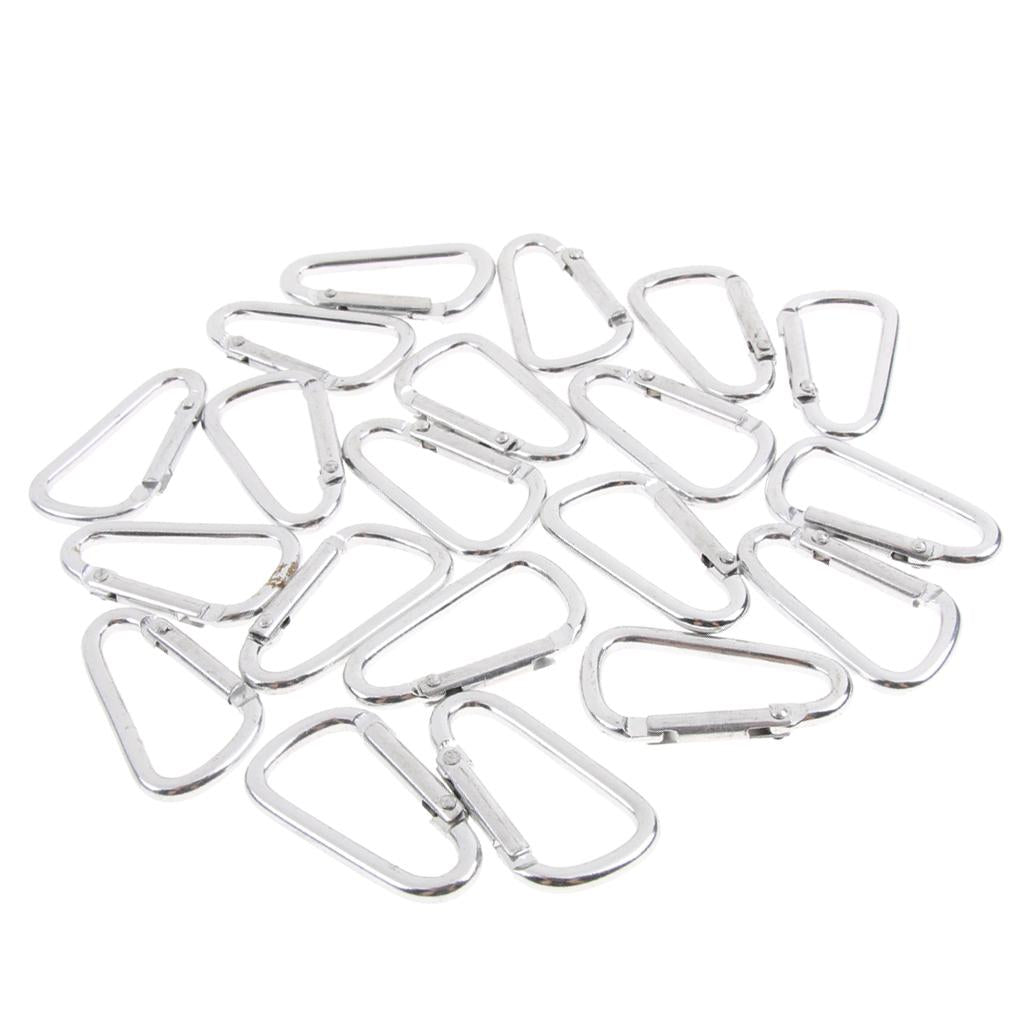 20pcs Aluminum Alloy D Shape Carabiners Keychain Buckle Outdoors Silver