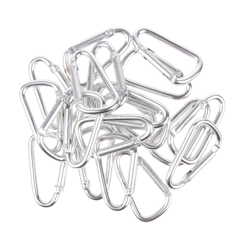 20pcs Aluminum Alloy D Shape Carabiners Keychain Buckle Outdoors Silver