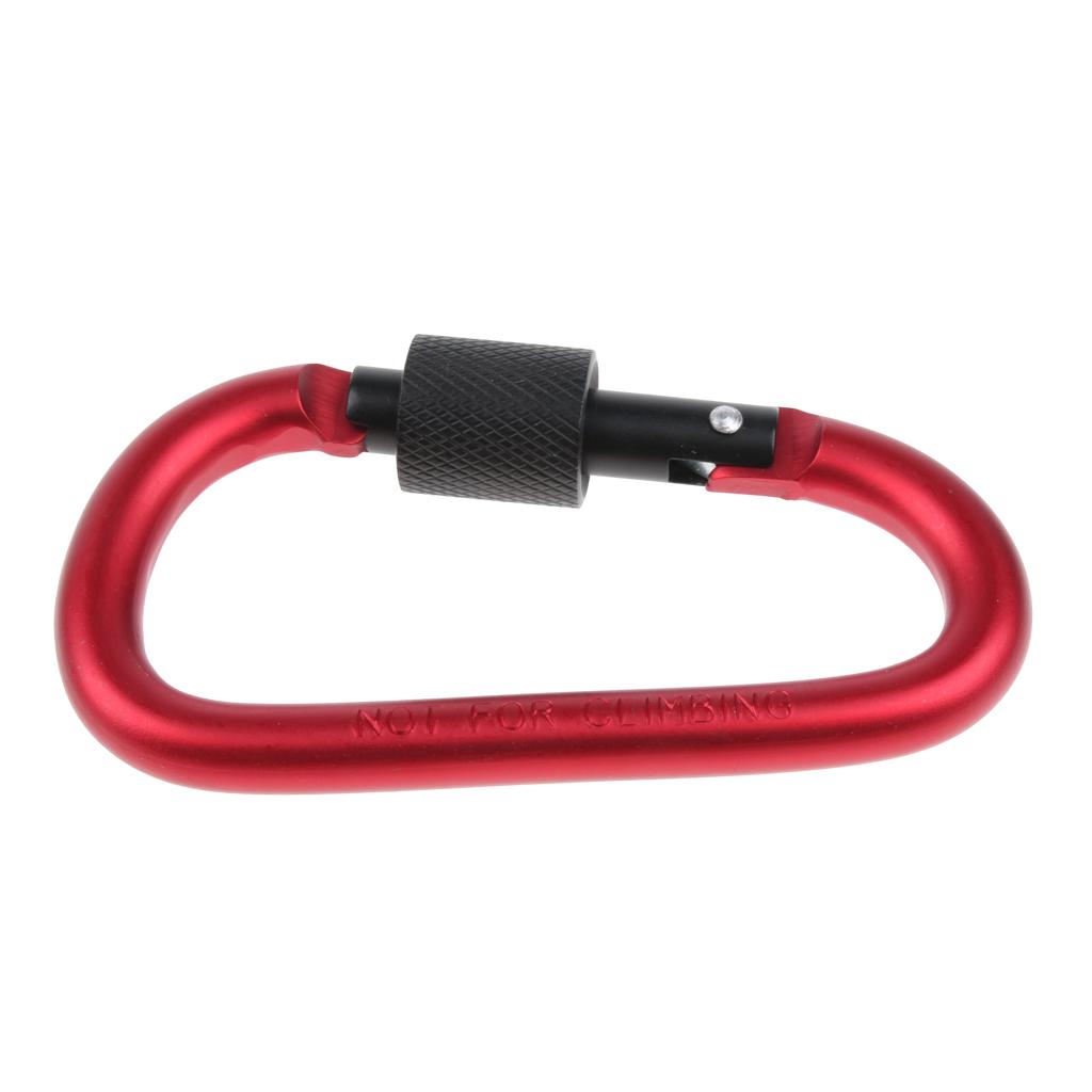 5pcs Aluminum Alloy D Shape Carabiners Keychain Clips Buckles Outdoors Red