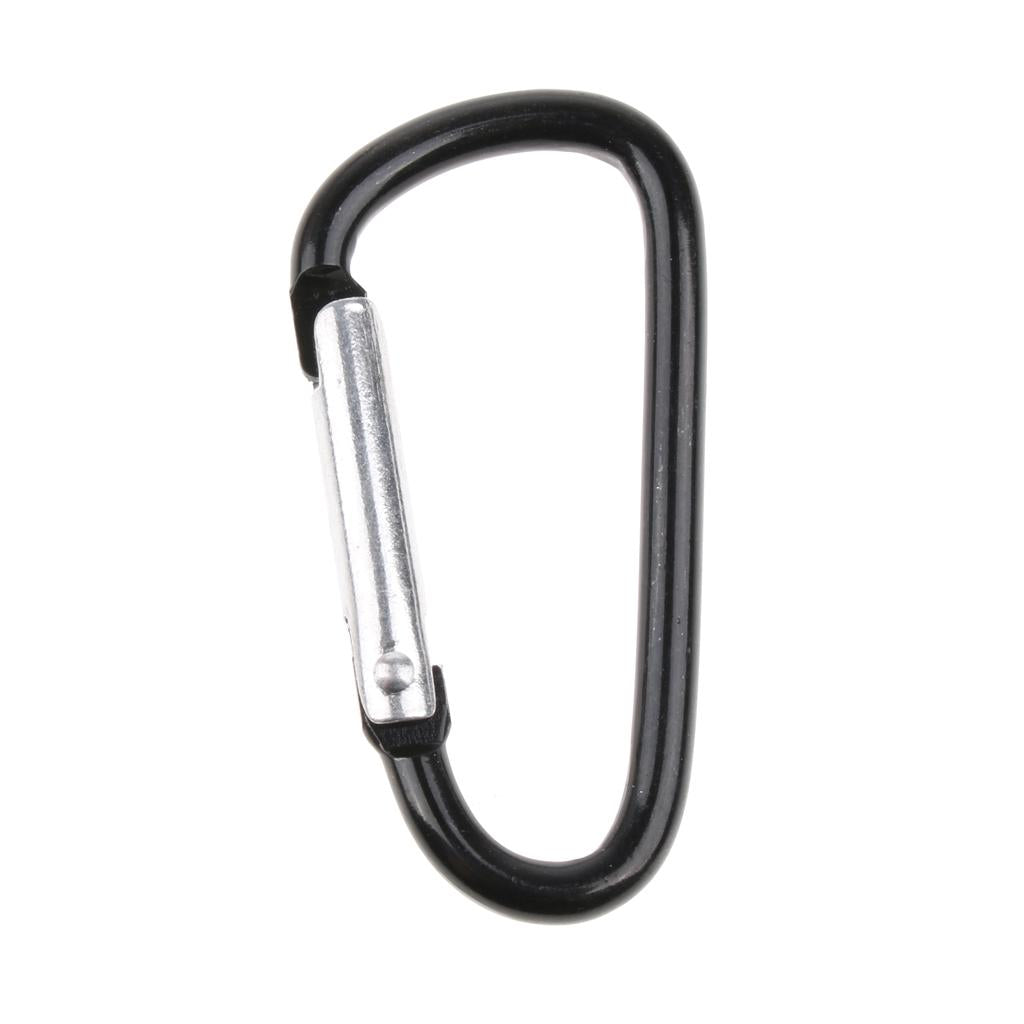 20Pcs Aluminum Carabiner D Shape Buckle Pack Keychain Clip Spring  Black