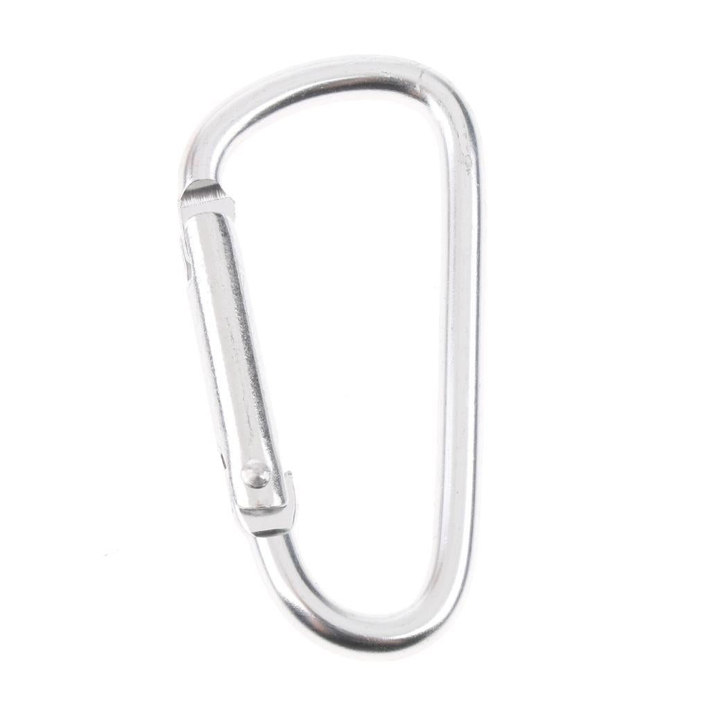 20Pcs Aluminum Carabiner D Shape Buckle Pack Keychain Clip Spring  Silver