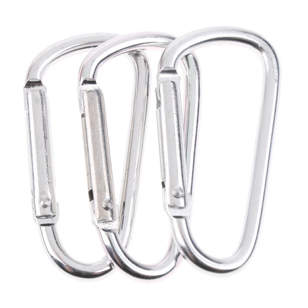 20Pcs Aluminum Carabiner D Shape Buckle Pack Keychain Clip Spring  Silver