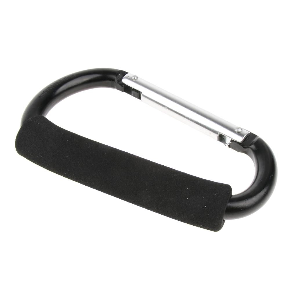 12x140mm Aluminum Carabiner D Shape Buckle Pack Keychain with Sponge Black