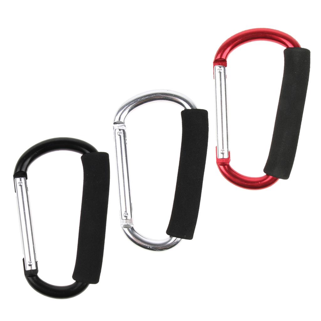 12x140mm Aluminum Carabiner D Shape Buckle Pack Keychain with Sponge Black