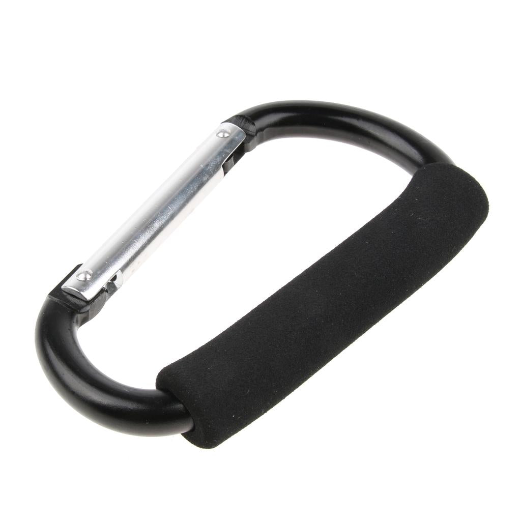 12x140mm Aluminum Carabiner D Shape Buckle Pack Keychain with Sponge Black