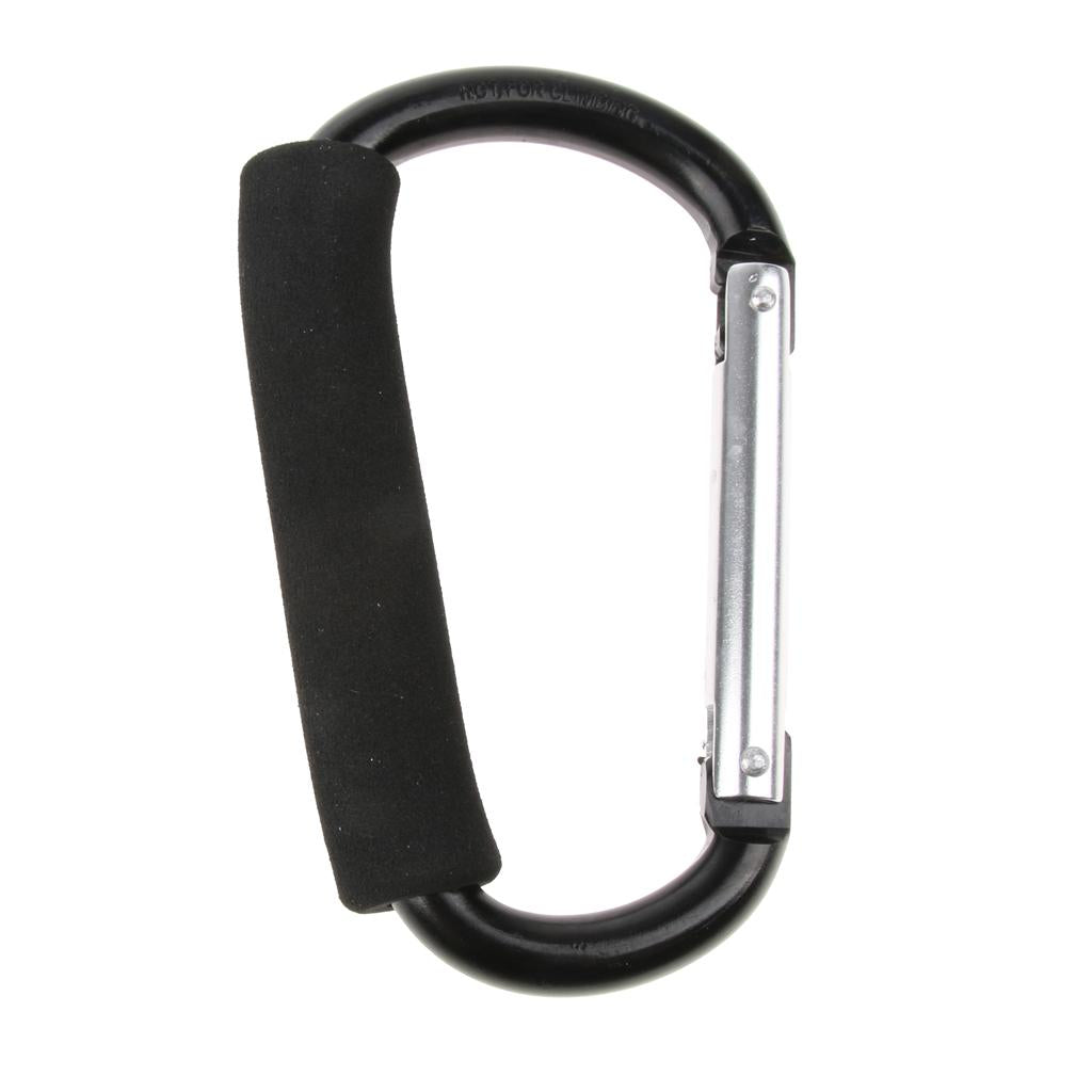 12x140mm Aluminum Carabiner D Shape Buckle Pack Keychain with Sponge Black