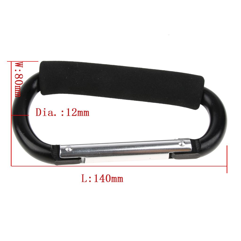 12x140mm Aluminum Carabiner D Shape Buckle Pack Keychain with Sponge Black