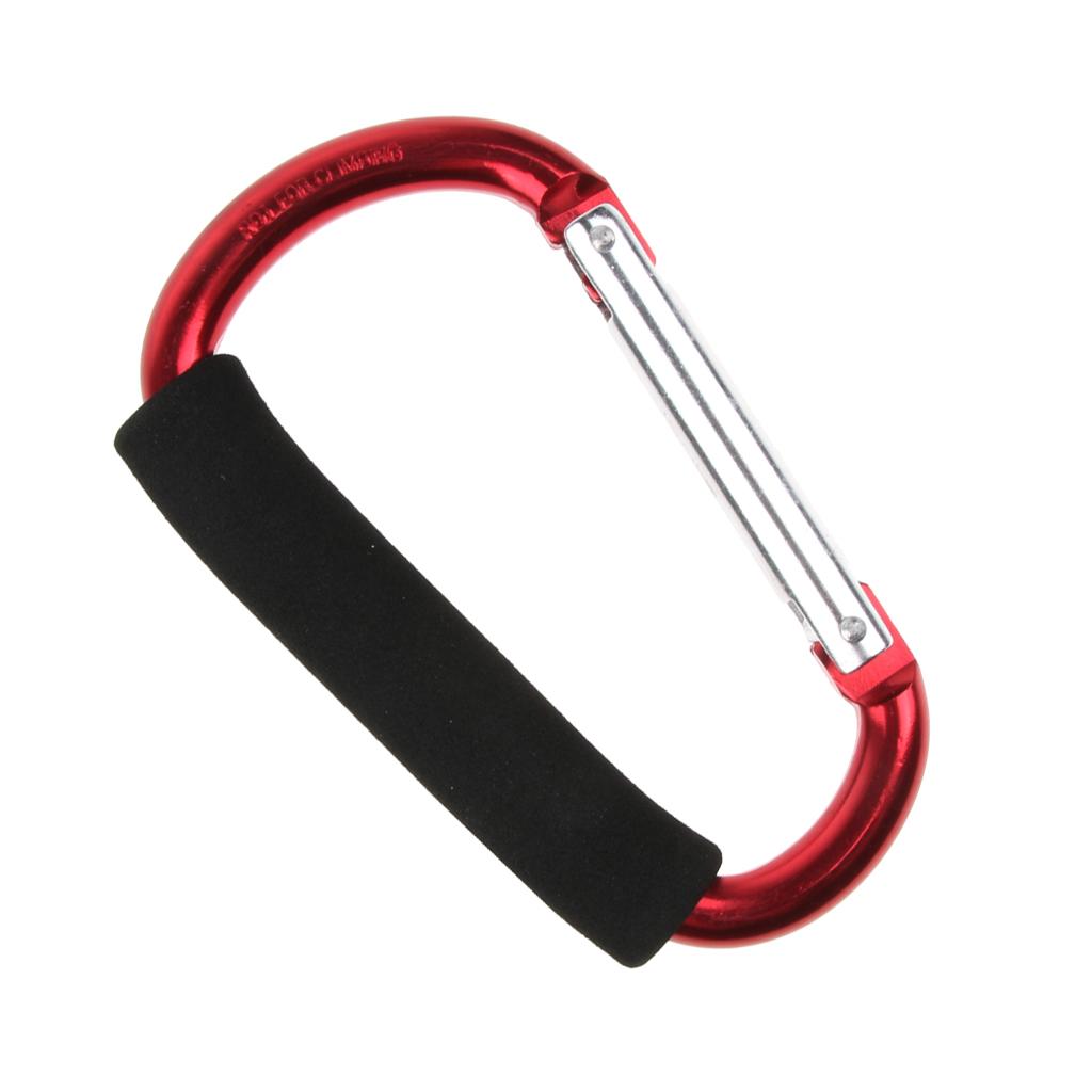 12x140mm Aluminum Carabiner D Shape Buckle Pack Keychain with Sponge Red