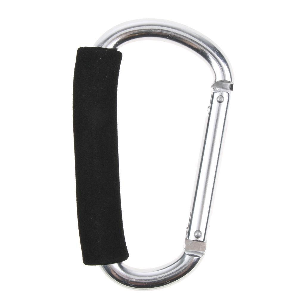 12x140mm Aluminum Carabiner D Shape Buckle Pack Keychain with Sponge Silver