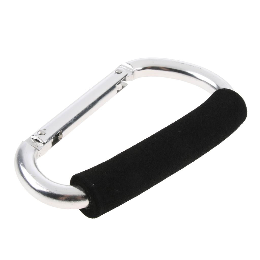 12x140mm Aluminum Carabiner D Shape Buckle Pack Keychain with Sponge Silver