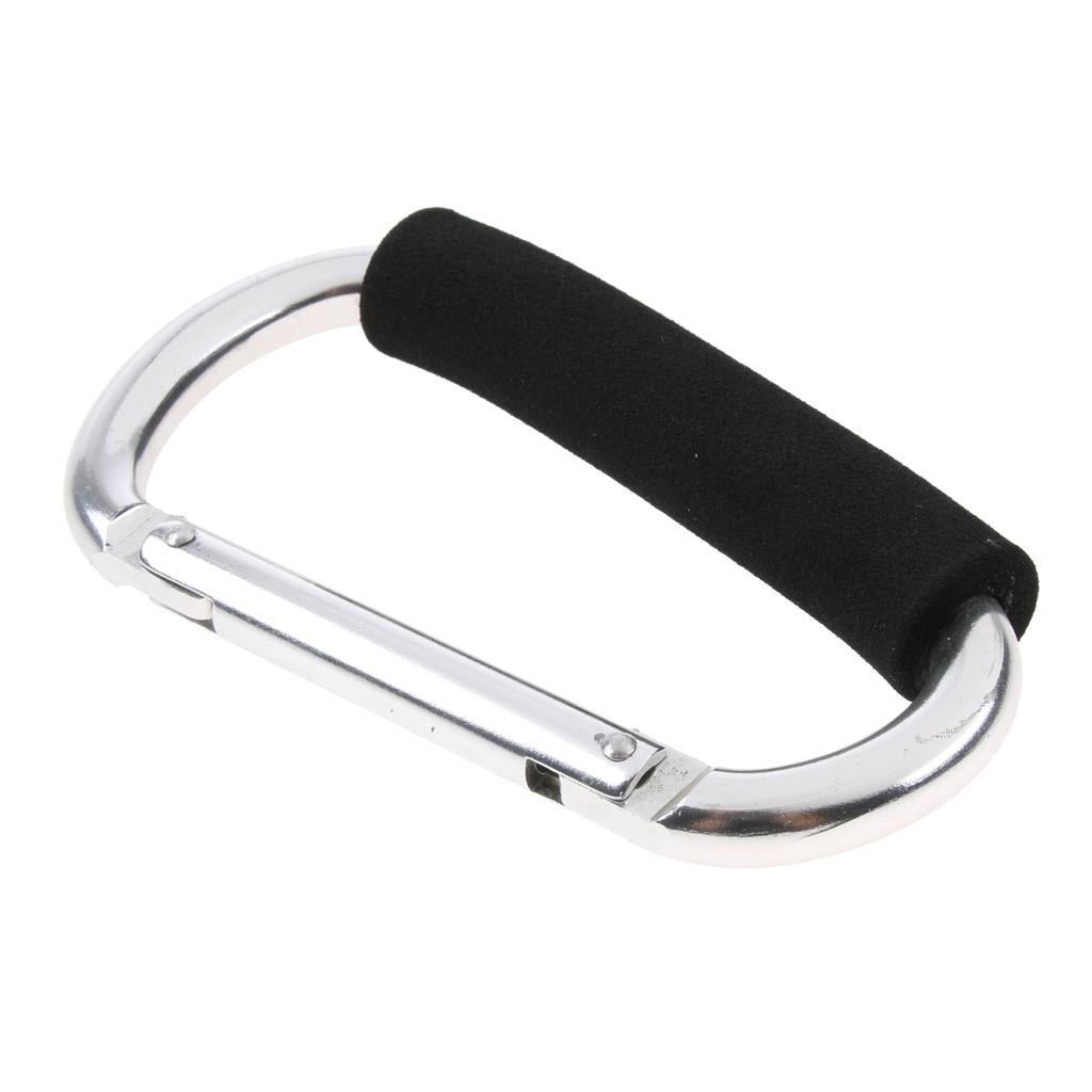 12x140mm Aluminum Carabiner D Shape Buckle Pack Keychain with Sponge Silver