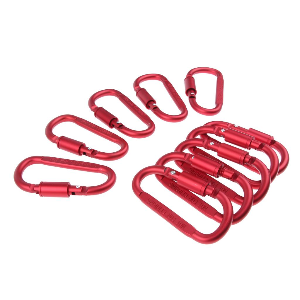 10Pcs Aluminum Carabiner Clip Snap Hook Spring Loaded Carabina Carbine Red