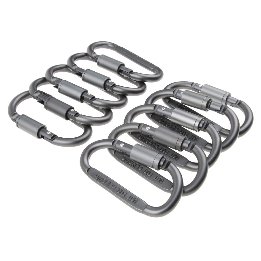 10Pcs Aluminum Carabiner Clip Snap Hook Spring Loaded Carabina Carbine Silver