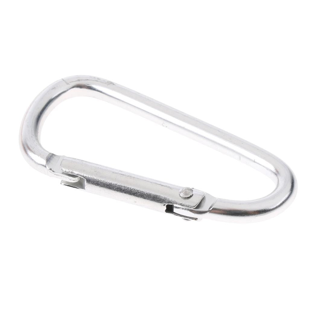 20Pcs Aluminum Carabiner D Shape Buckle Pack Keychain Clip 5.2mm Silver