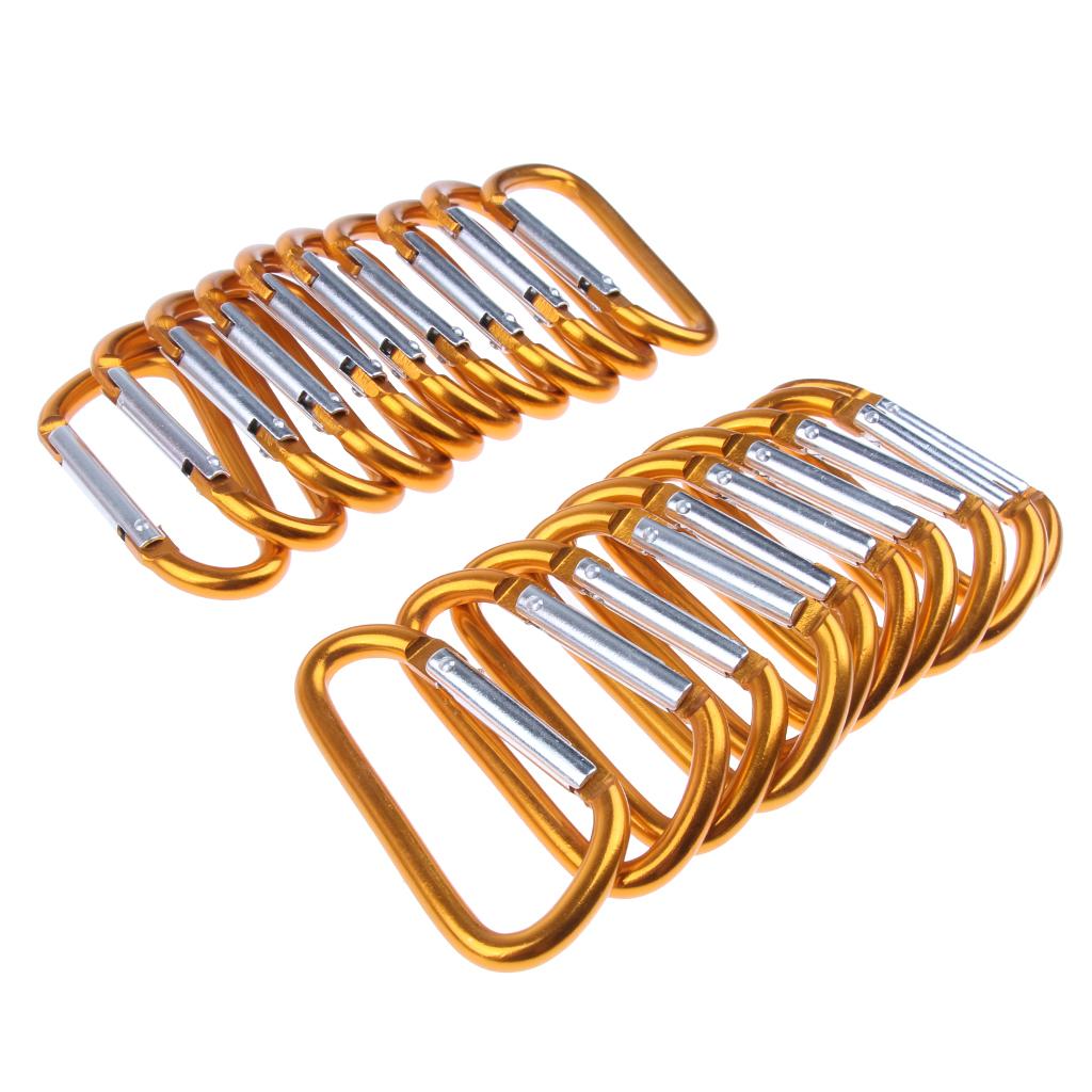 20Pcs Aluminum Carabiner Clip Snap Hook Spring Loaded Carabina Carbine Orange