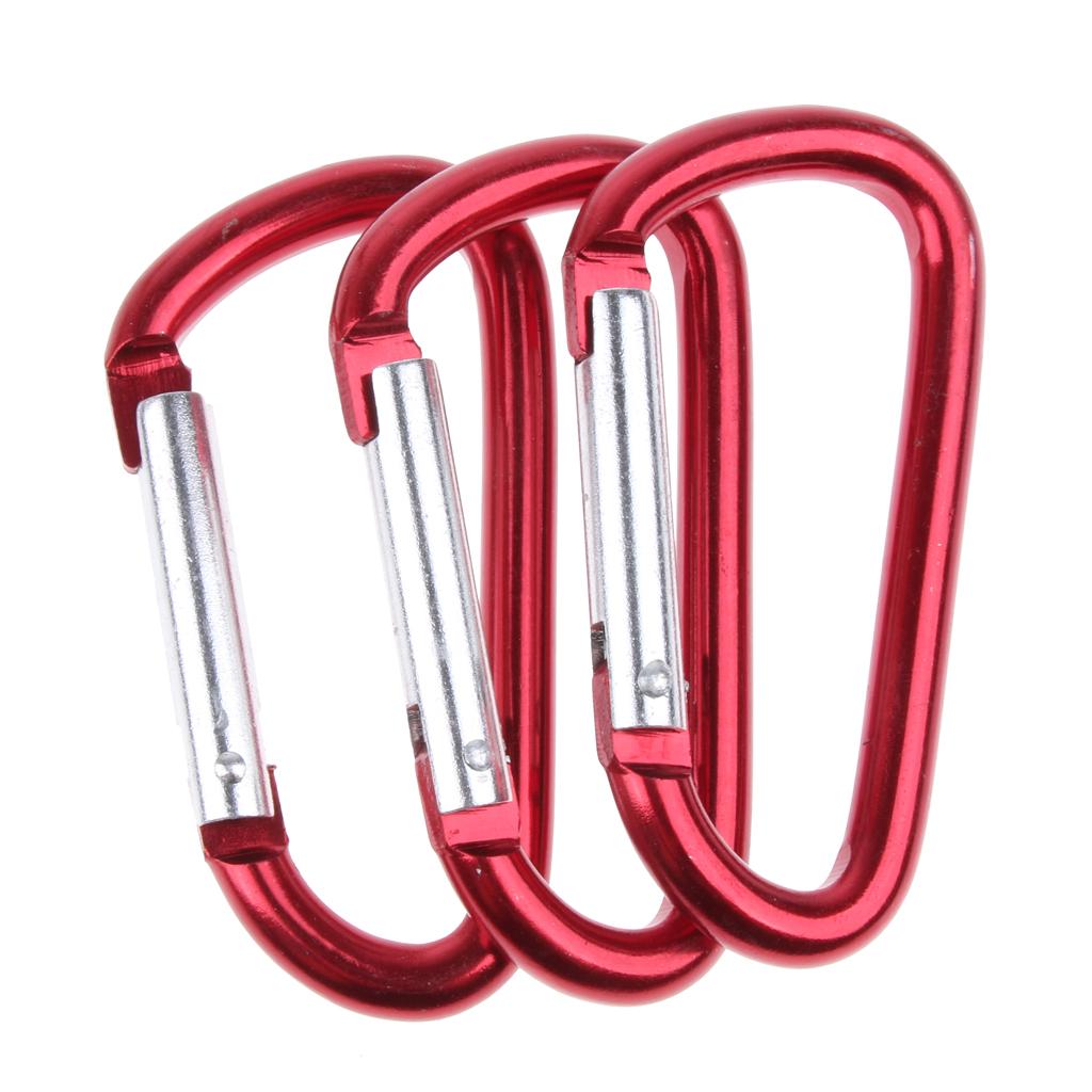 20Pcs Aluminum Carabiner Clip Snap Hook Spring Loaded Carabina Carbine Red