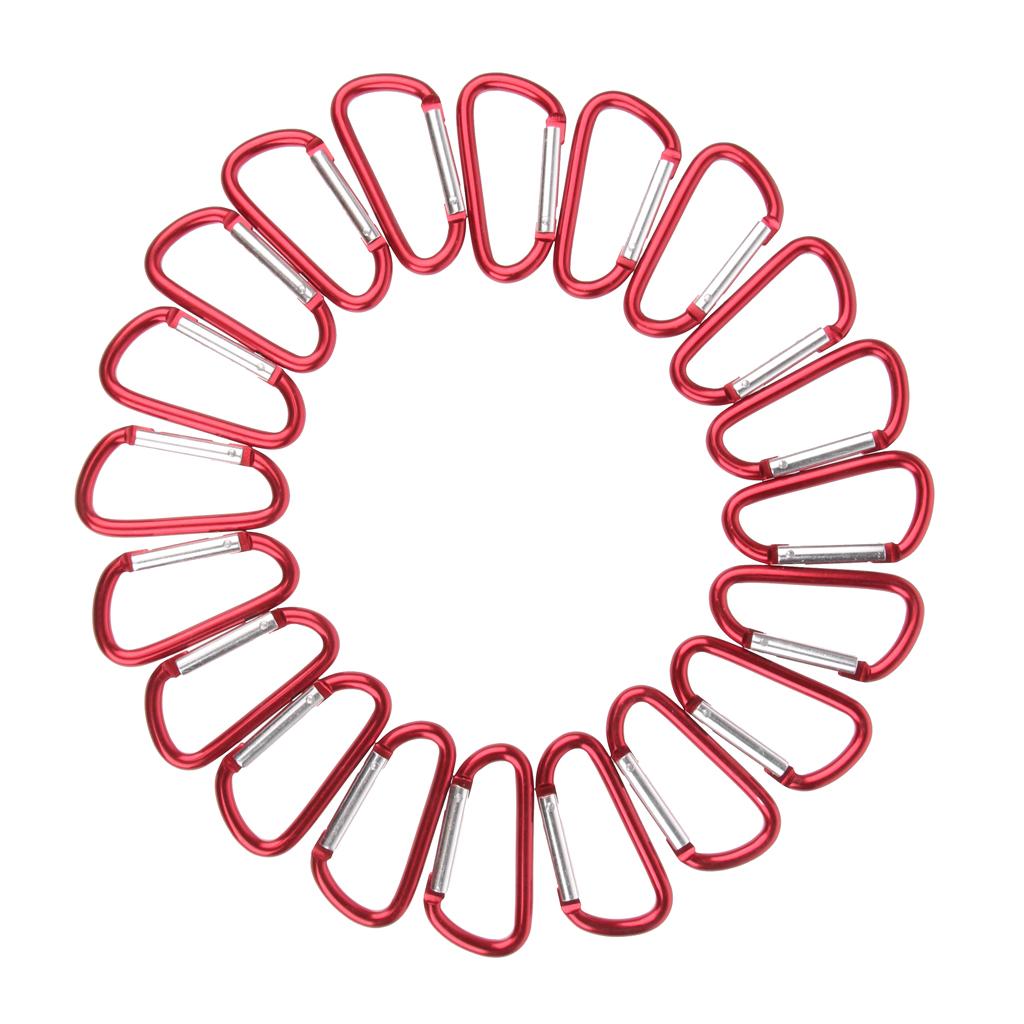 20Pcs Aluminum Carabiner Clip Snap Hook Spring Loaded Carabina Carbine Red