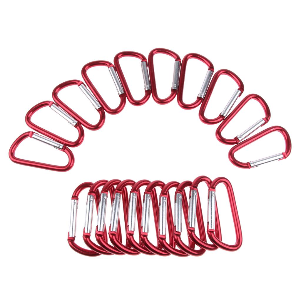 20Pcs Aluminum Carabiner Clip Snap Hook Spring Loaded Carabina Carbine Red