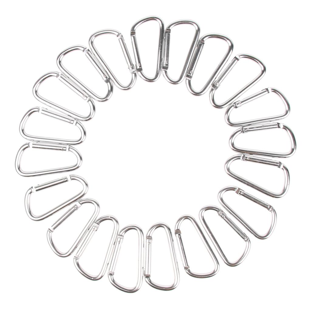 20Pcs Aluminum Carabiner Clip Snap Hook Spring Loaded Carabina Carbine Silver