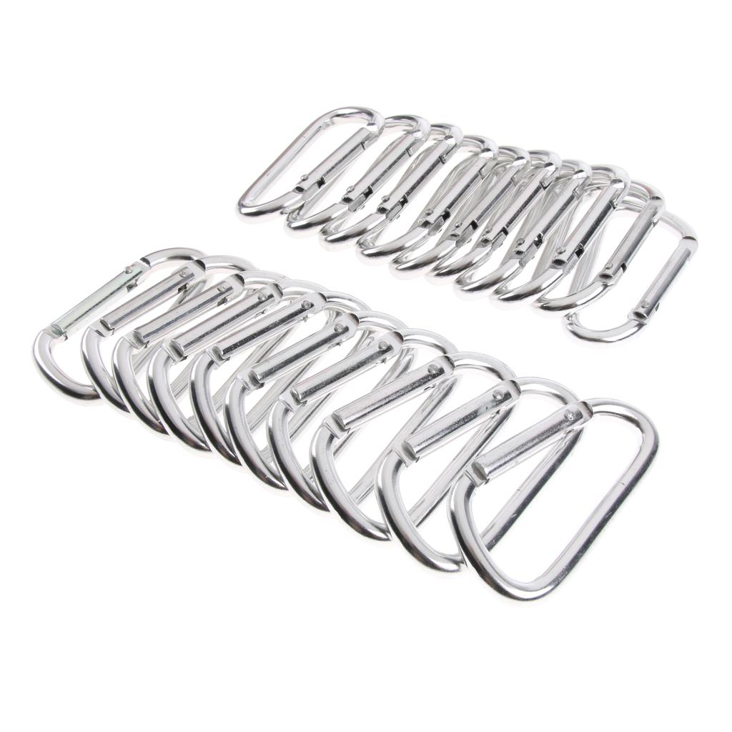 20Pcs Aluminum Carabiner Clip Snap Hook Spring Loaded Carabina Carbine Silver