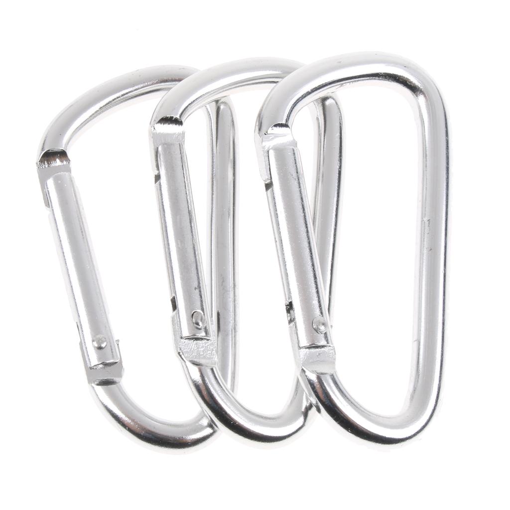 20Pcs Aluminum Carabiner Clip Snap Hook Spring Loaded Carabina Carbine Silver