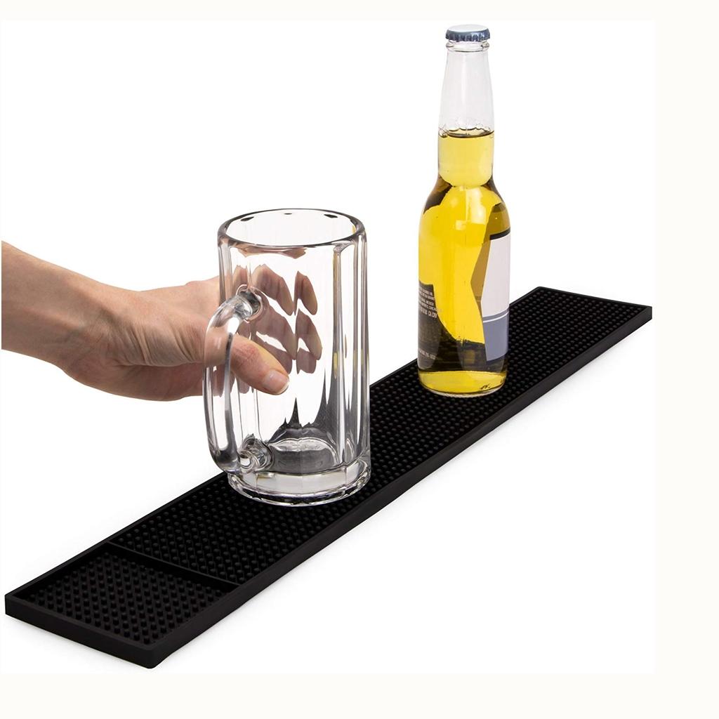 Black Rubber Beer Bar Runner Spill Mat for Home Pub Cafe Party 60x8x1cm