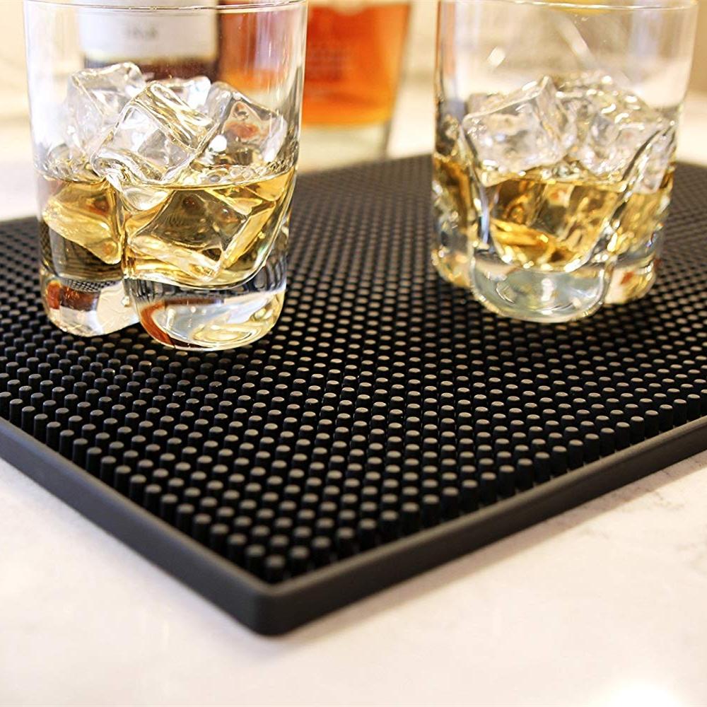 Black Rubber Beer Bar Runner Spill Mat for Home Pub Cafe Party 45x30x1cm