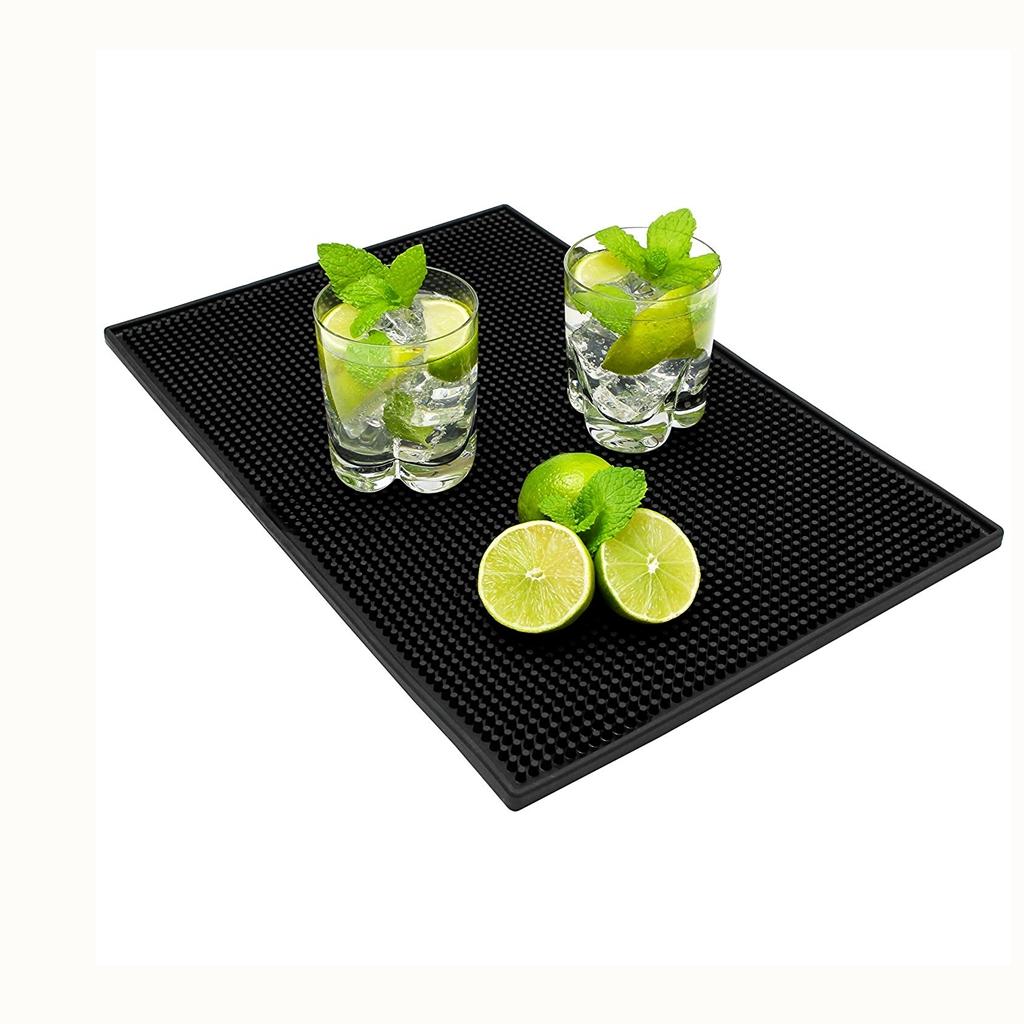 Black Rubber Beer Bar Runner Spill Mat for Home Pub Cafe Party 45x30x1cm