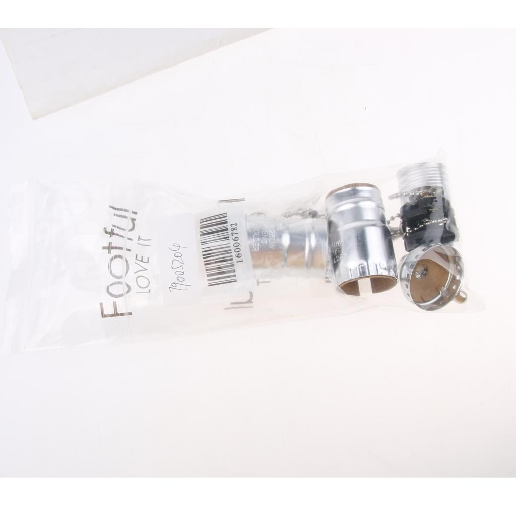 E26/E27 Aluminum Shell Lamp Holder With Chain for Screw Bulb Silver