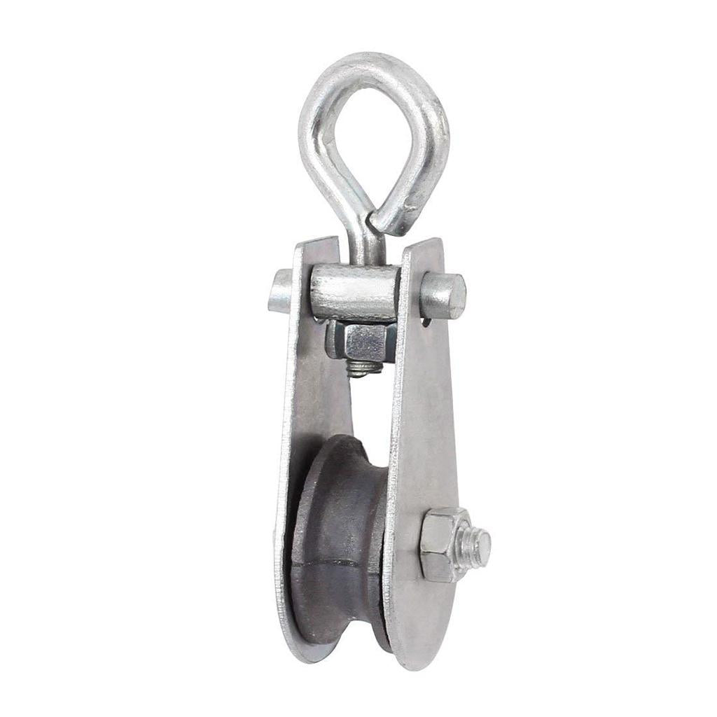 Carbon Steel Lifting Rope Single Swivel Pulley Roller Wheel Loading 200kg