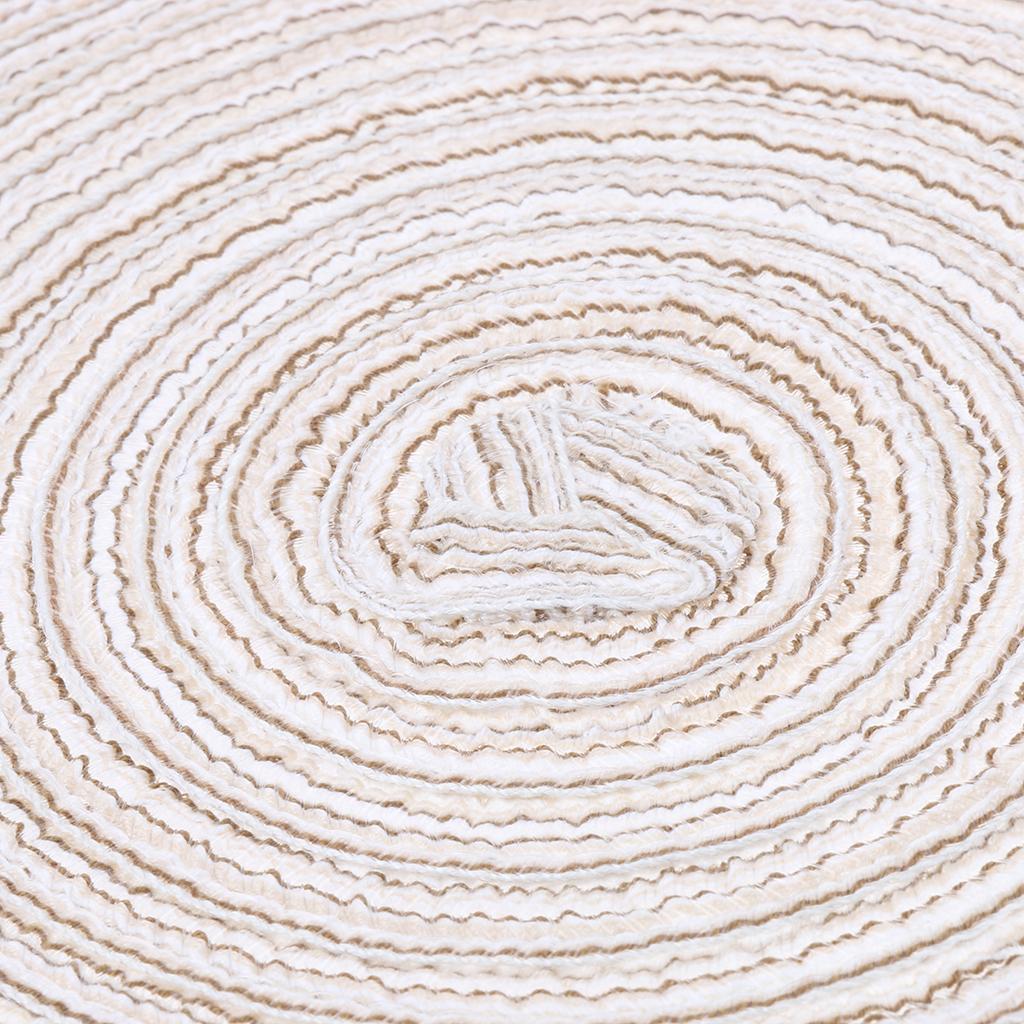 18cm Hand Knitting Ramie Table Round Placemat Thermal Insulation Mat Beige