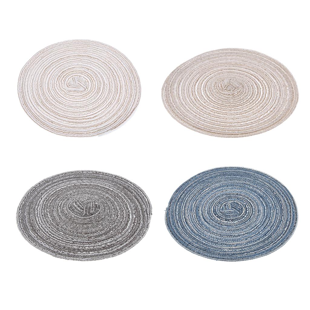 18cm Hand Knitting Ramie Table Round Placemat Thermal Insulation Mat Beige