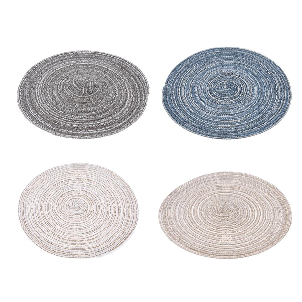 18cm Hand Knitting Ramie Table Round Placemat Thermal Insulation Mat Beige