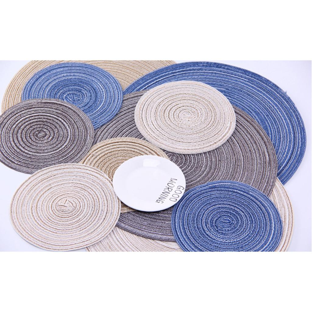 18cm Hand Knitting Ramie Table Round Placemat Thermal Insulation Mat Coffee