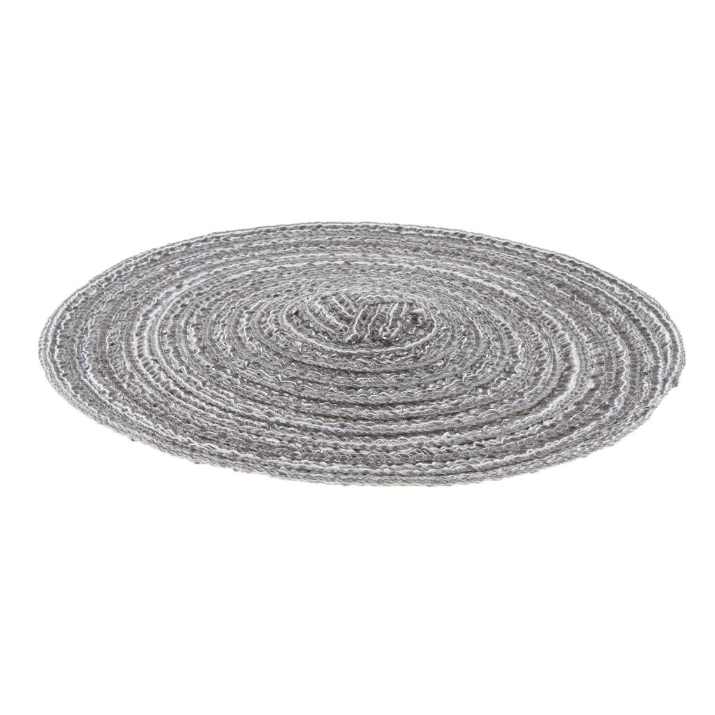 18cm Hand Knitting Ramie Table Round Placemat Thermal Insulation Mat Grey