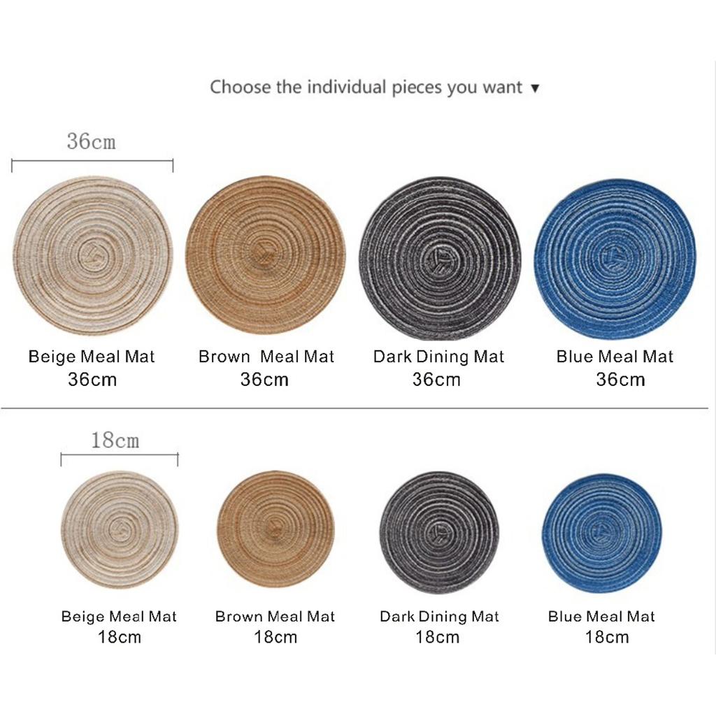 18cm Hand Knitting Ramie Table Round Placemat Thermal Insulation Mat Blue