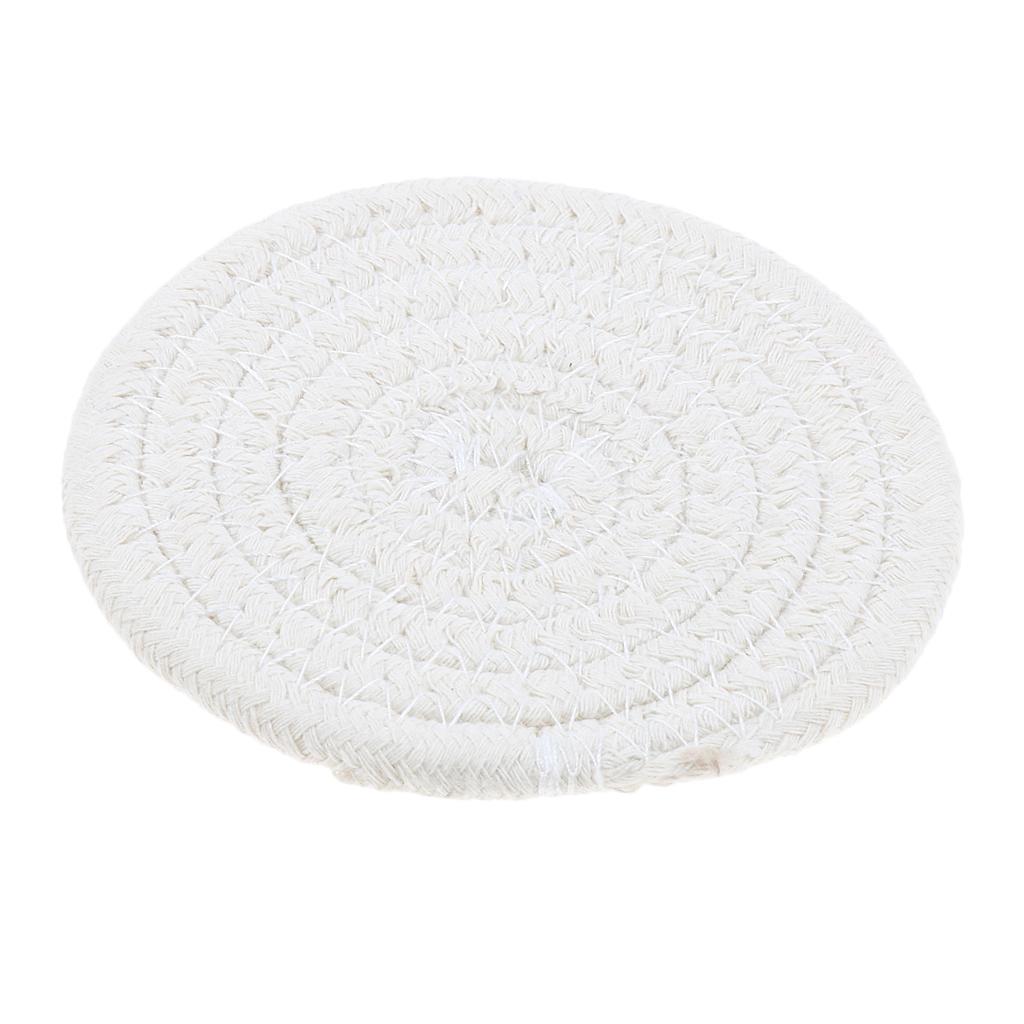 11cm Cotton Braided Round Table Placemat Heat Resistant Mat White