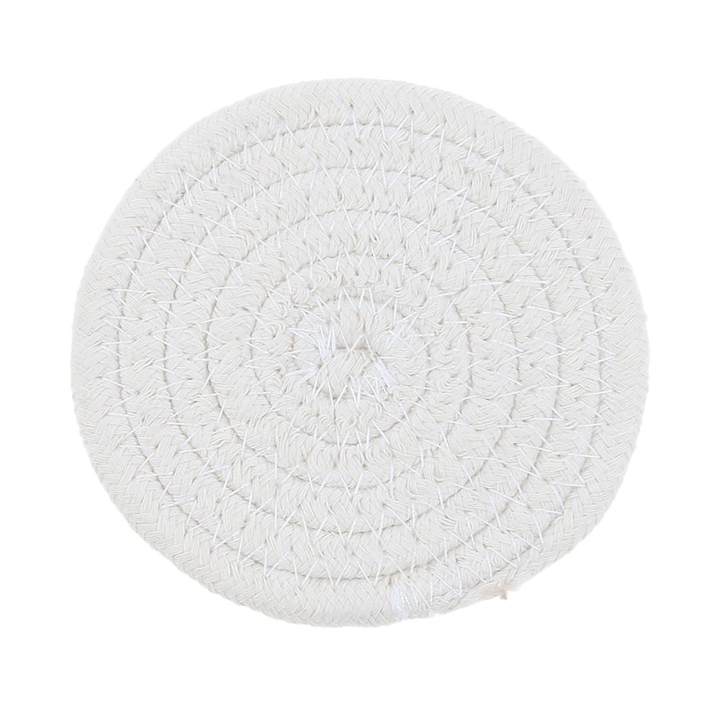 11cm Cotton Braided Round Table Placemat Heat Resistant Mat White