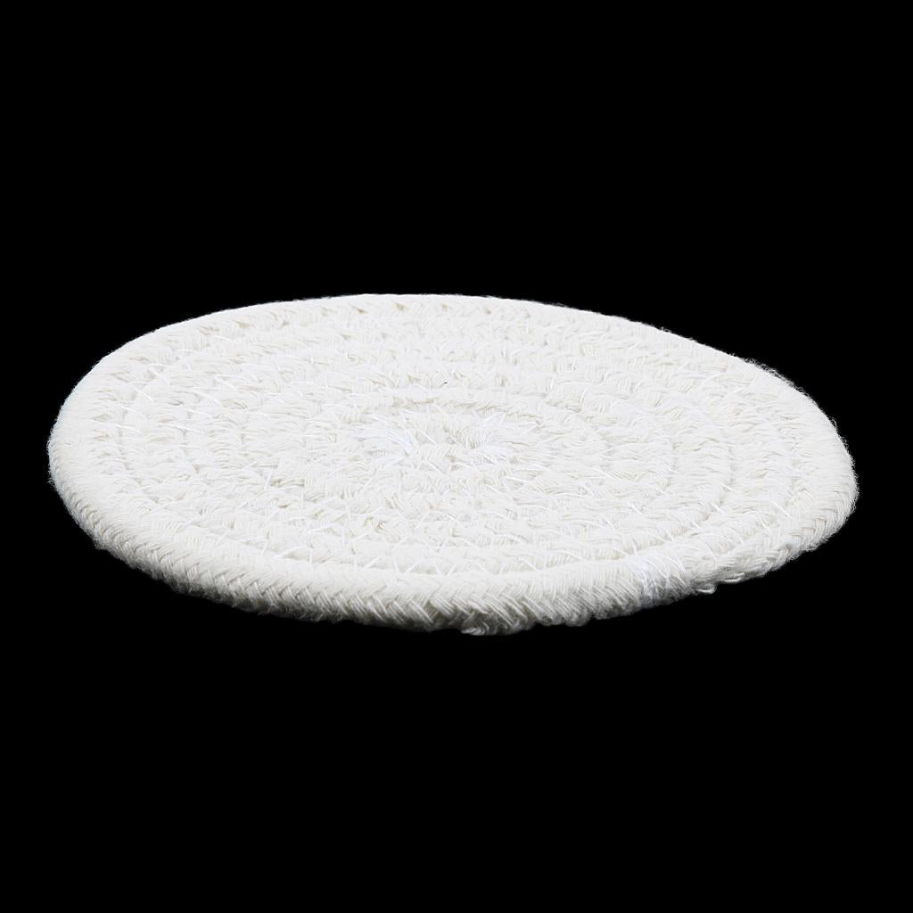 11cm Cotton Braided Round Table Placemat Heat Resistant Mat White