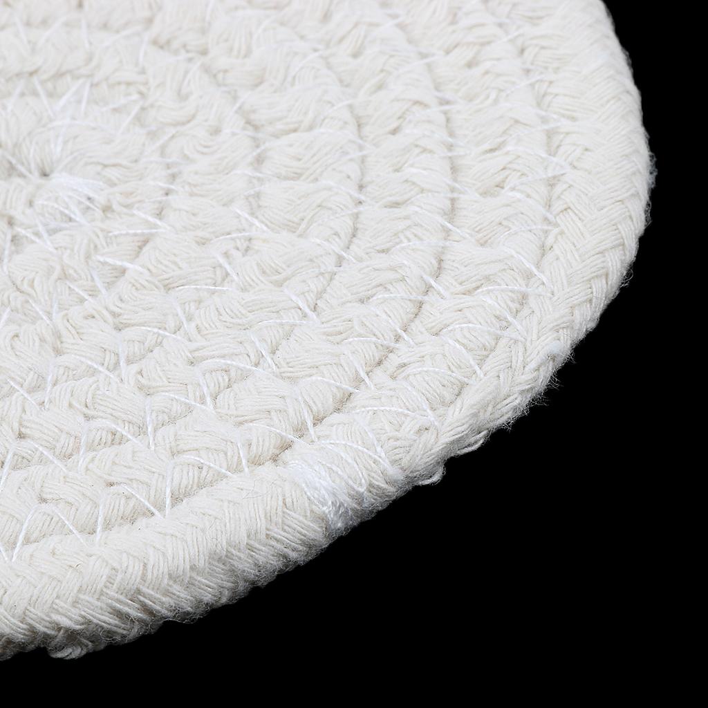 11cm Cotton Braided Round Table Placemat Heat Resistant Mat White