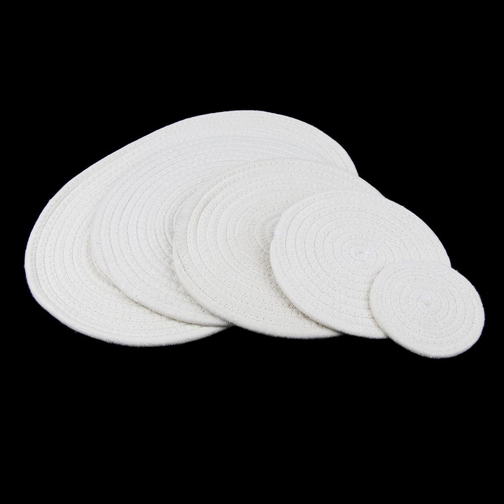 11cm Cotton Braided Round Table Placemat Heat Resistant Mat White