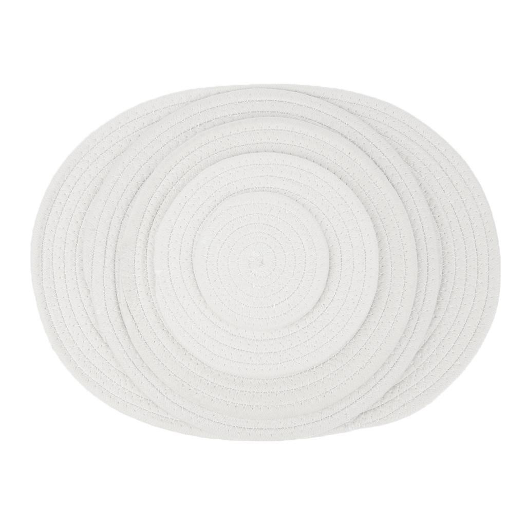 11cm Cotton Braided Round Table Placemat Heat Resistant Mat White