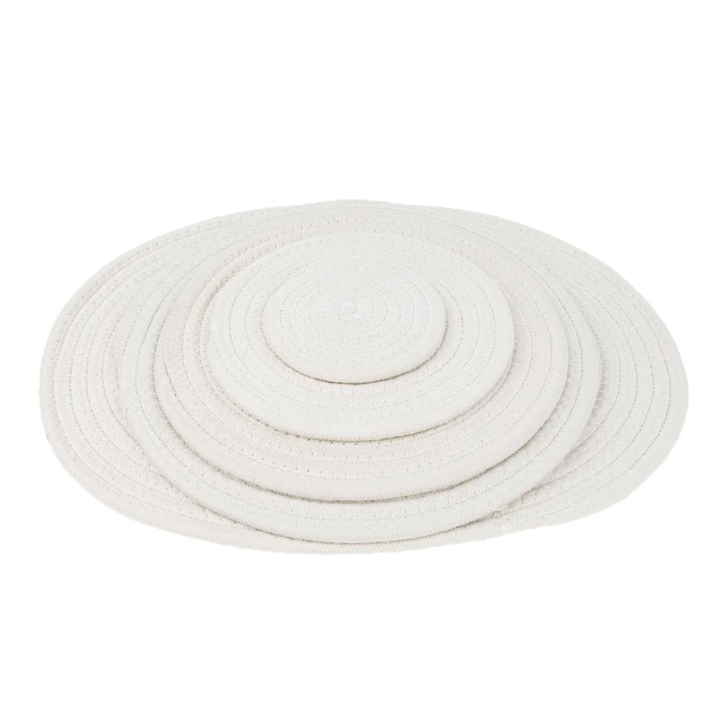 11cm Cotton Braided Round Table Placemat Heat Resistant Mat White