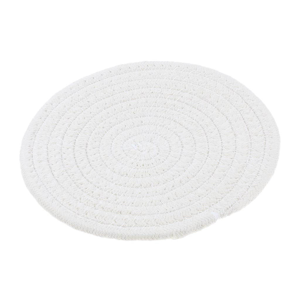 18cm Cotton Braided Round Table Placemat Heat Resistant Mat White